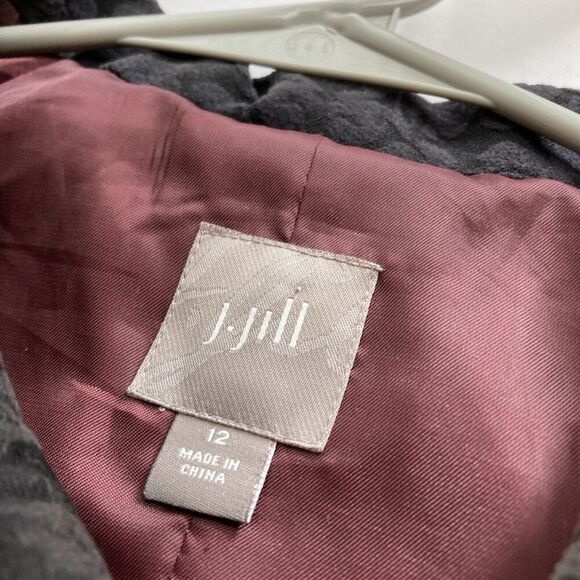 J Jill Women's‎ Gray Jacquard Floral Jacket Size 12 Retro Textured Elegant Boho - Picture 11 of 13